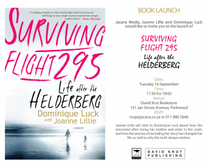 Book Launch of  “Surviving Flight 295: Life after the Helderberg” by Joanne Lillie