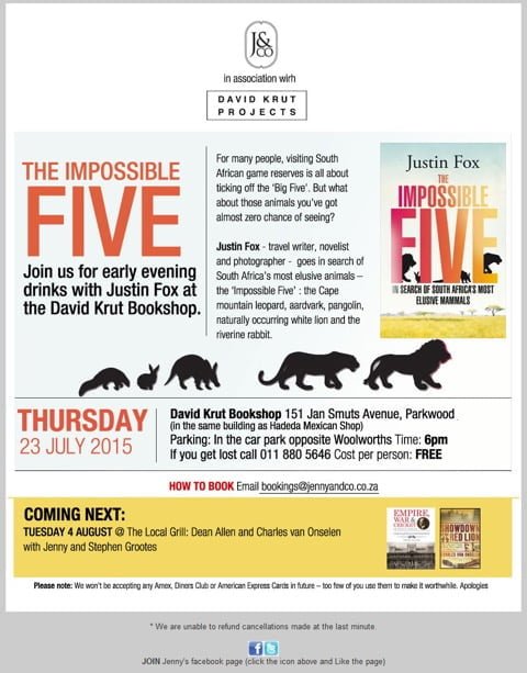 “The Impossible Five” Book Launch with Justin Fox and Jenny Crwys-Williams