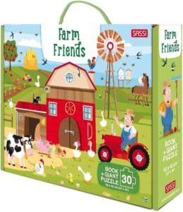 Book + Giant Puzzle: Farm Friends